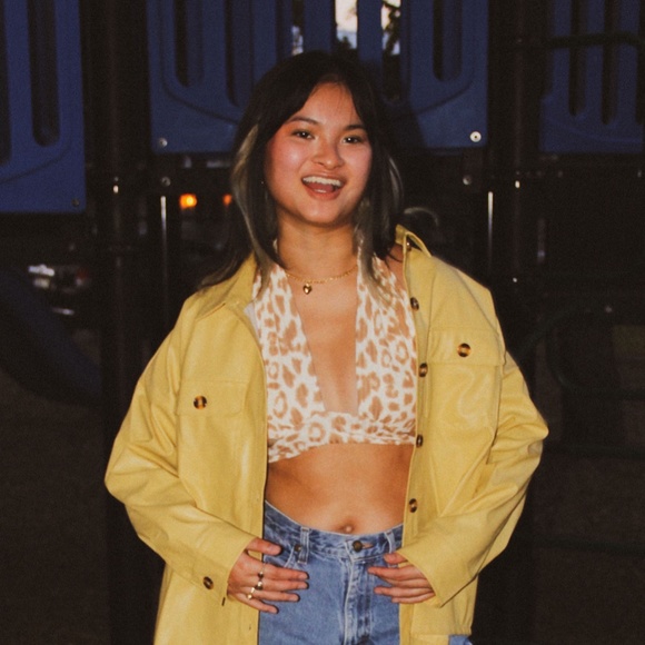 Yellow PU Leather Jacket Vegan NWT - Picture 7 of 9